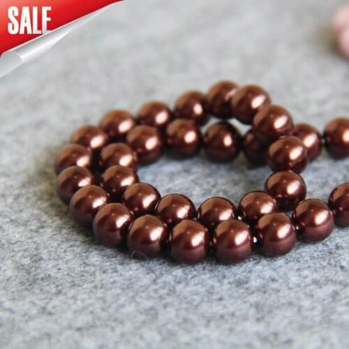 2015 New Beautiful 8-14mm Brown Shell pearl beads Seashell DIY gift for women girl loose Jewelry making design 15inch Wholesale