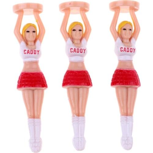 3 Pieces Novelty Beauty Girl Caddy Golf Tees Cheerleader Tees Divot Tools
