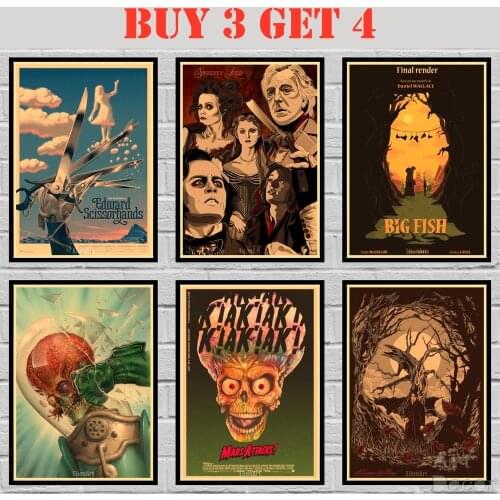 42 Designs Tim Burton Movie Kraft paper Poster HomeDecal Painting Wall Sticker A3 2 42X30cm