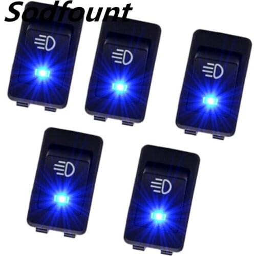 5pcs 4pin 12V 35A ABS Car Refit Fog Light Switch Ship Type Rocker Switch With LED Light Blue Indicates Motorcycle Accessories