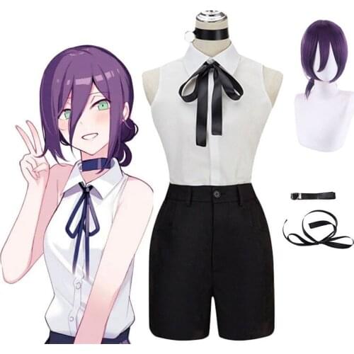 Anime Chainsaw Man Reze Cosplay Costume Reze Uniform Outfits Lolita Shirt Tie Short Wig Neck Ring Women Halloween