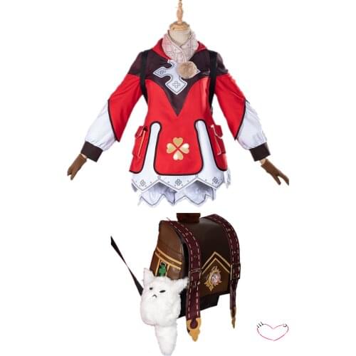 Anime Genshin Impact Cosplay Klee Cosplay Uniform One Piece Bag Glasses Gloves Shorts Costumes Girls Game Sets Impact Project