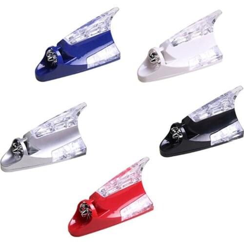 Car Truck Wind Powered LED Light Roof Antenna Shark Fin Safe Warning Flash Lamp