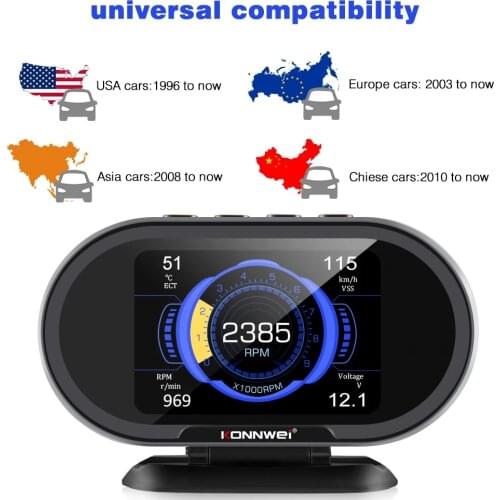 OBD2 HUD On-Board Computer Auto Car Digital Computer Display OBD 2 Scanner Fuel Consumption Water Temperature Gauge Speedometer