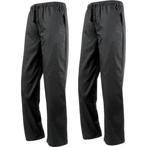 2Pcs Chef Pants Restaurant Elastic Comfy Work Trousers Type A Black, High Quality and Durable