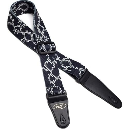 Black and White Pixels Pattern Guitar Strap Electric Guitar Acoustic Guitar Folk Guitar Bass Strap