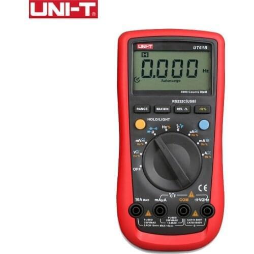 UNI-T UT61B DMM Digital Multimeter Auto Range 3999 Count Data Hold Test AC DC Voltage Current Auto Power Off USB PC Software