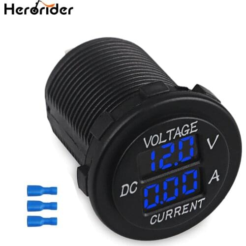 Herorider 12V-24V Auto Truck Waterproof Boat Motorcycle Voltmeter Gauge Current Tester Ammeter Led Digital Voltmeter Ammeter