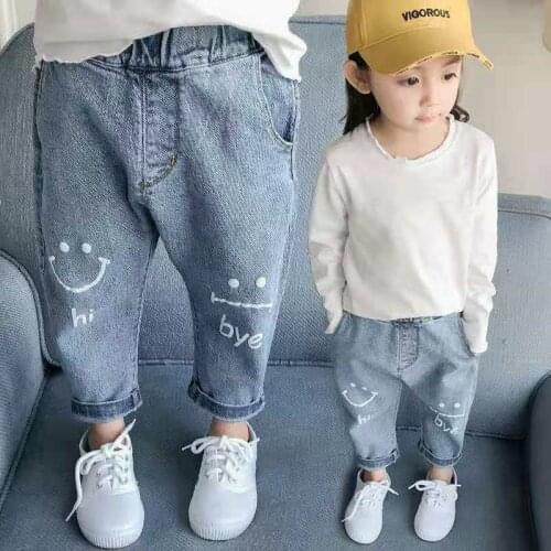 Dual version 2020 Spring Summer Children Jeans Kids Pants Print Cartoon Bear Jeans For Girls Kids Clothes Baby Girls jeans 2-7Y