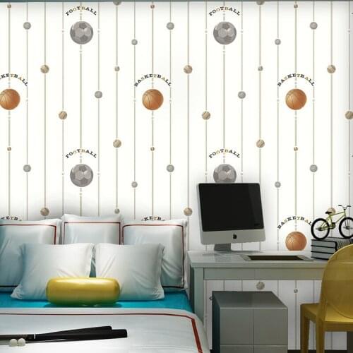 Environmental Emboss Football Mural Wallpaper basketball Bedroom Boys Girls Children Tennis Funs