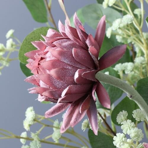 5Pcs Simulation Artichoke Saussurea Plastic Fake Plant Indoor Home Table Decoration Artificial Flower Hotel Office Decor