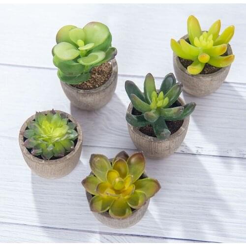 Artificial Lotus Green Plants Desert Bonsai Landscape Flower Simulation Potted Succulents Fake Plant Flowers Table Decoration