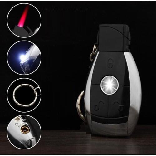 Creative Personality Fan Car Key Chain Inflatable Windproof Multifunctional Lighting Gas Lighter Metal Pendant