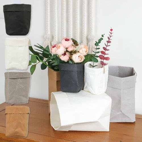 Creative Washable Storage Bags Mini Succulents Kraft Paper Flower Pot Cover Flowerpot Bag Children Room Sundries Organizer Pouch