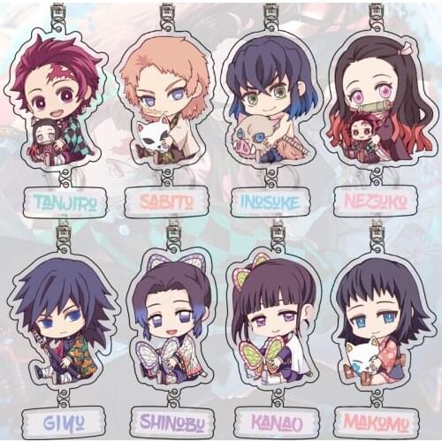 Hot Sale Anime Demon Slayer Kimetsu No Yaiba Keychain Cosplay Props Bag Accessories Cartoon Figures Acrylic Key Chain Otaku Gift