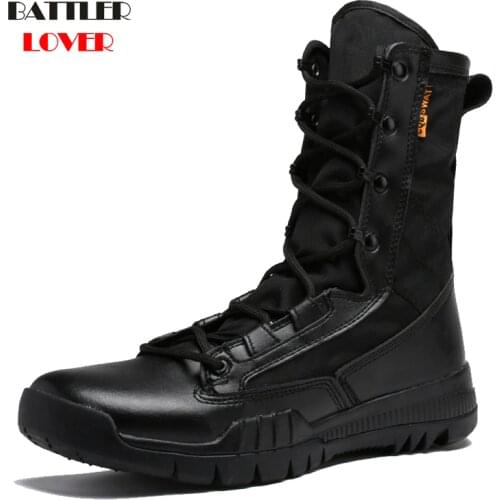 Men Boots Leather Shoes Winter US Military Leather Boots for Men Combat Bot Infantry Tactical Boots Hiking Moto Drive Army Shoes