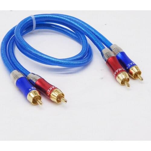 Hand-made Blue red Foil Music audio copper RCA Audio Line 2RCA to 2 RCA HiFi Audio Cable For TV DAC amplifier