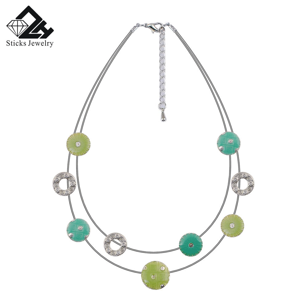 Charm Necklace Pendant Mixed Color Enamel Fashion Jewelry for Women