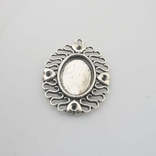 2pc Tibetan Silve oval heart picture frame Charm pendants X0199