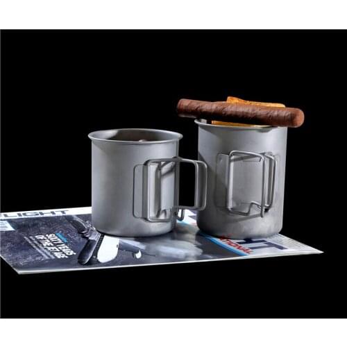 Single and double layer folding pure titanium water cup, titanium coffee cup, outdoor camping titanium tea cup without lid