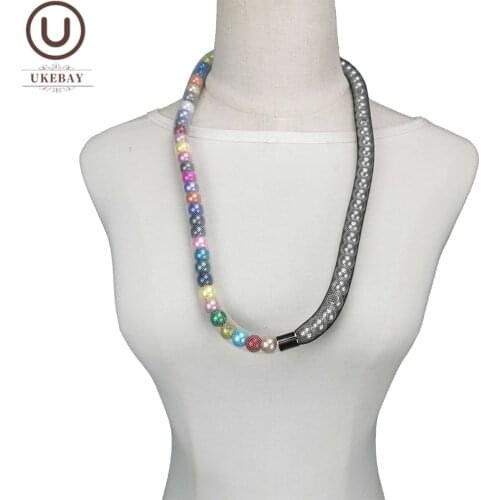 UKEBAY New Designer Luxury Pendant Necklaces Women Statement Necklace Mesh Jewelry Match Pearl Boho Gothic Handmade Necklaces