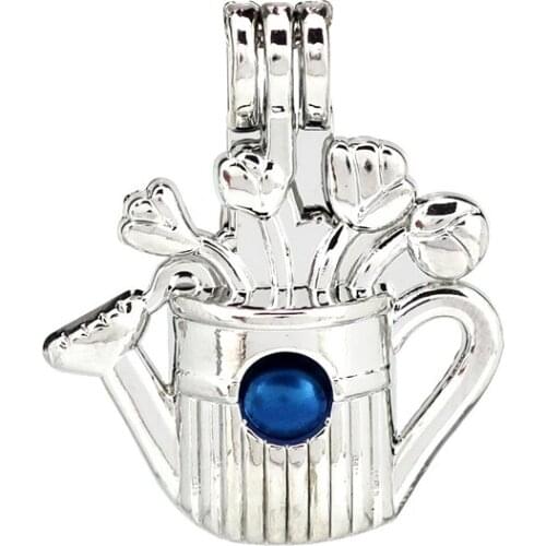 K946 5pcs/lot Silver Copper Sprinkler Flower Beads Cage Pendant Locket Fairytale Party Essential Oil Diffuser