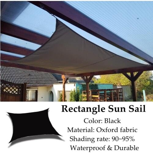 Black Color Rectangle Pergola Oxford Sun Sail Shading 95% Waterproof Camping Outdoor Anti-UV Terrace Tent Garden Gazebo Awning