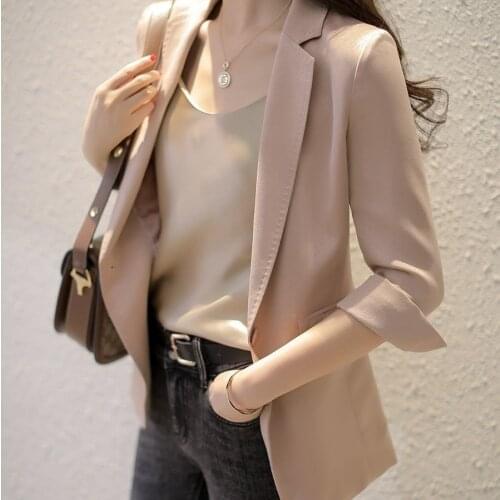 Korean Fashion Satin Women Blazer Office Business Office Lady Silk Women Blazers Plus Size Ladies Tops