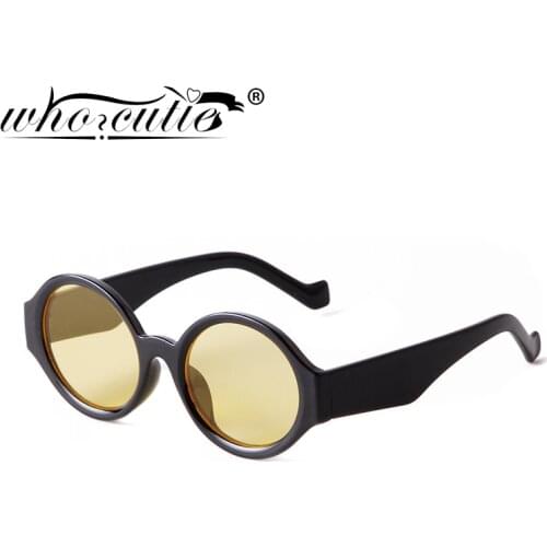 WHO CUTIE 2021 New Fashion Yellow Sunglasses Women Vintage Round Frame Shades Eyewear Classic Men Sun Glasses Female UV400 S488