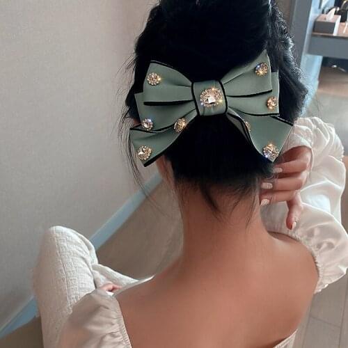 Sweet Korean Fashion Spring Clip Big Bowknot Hair Clips Satin Two Layer Hairpin Girl Hair Accessories for Women Bowknot Hairpins