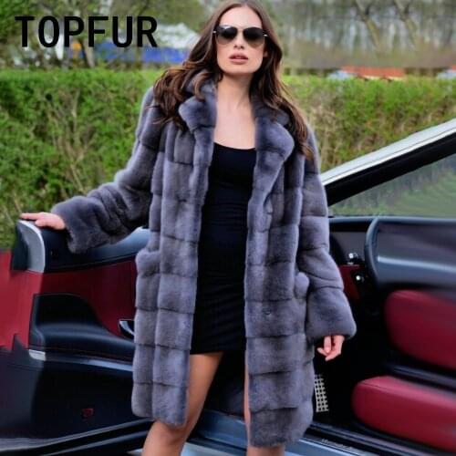 TOPFUR Female Winter Import Dark Grey Natural Mink Fur Coat Luxurious Real Fur Coat Woman High Quality Customized Basic Jacket