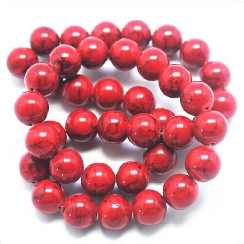 1String Red turquoisee stone beads accessories round ball shape top fashion stone findings 6MM 8MM 10MM 12MMtop new beads choice