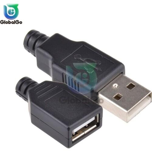 10pcs/lot Type A USB 2.0 4 Pin Plug Socket Connector Plastic Cover Micro Mini Female USB Male Adapter Charger Converter Adaptor