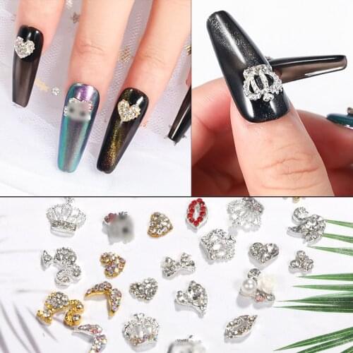 10/pcs Japanese Nail Art Titanium Alloy Nail Crown Cartoon Cat Bow Love Heart 3D Nail Art Decoration Nail Accessories Gifts Hot