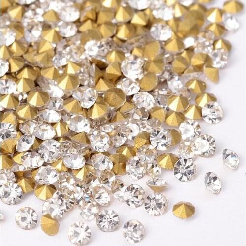 1440pcs/bag Back Plated Diamond Glass Pointed Rhinestone Crystal for Jewelry Making, 2.3~2.4mm