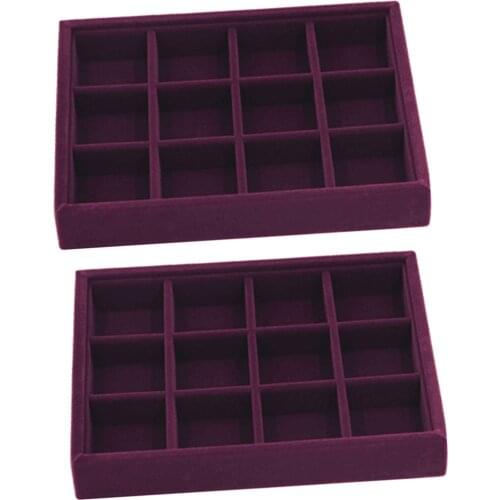 2pcs 12Grid Jewelry Tray Pendant Earrings Storage Showcase Display Organizer