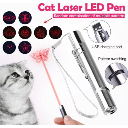 3 in 1 Usb Rechargeable Funny Cat Chaser Toys Mini Flashlight Laser Led Pen Light Cat Light Pointers Funny Pet Toys Dropshipping