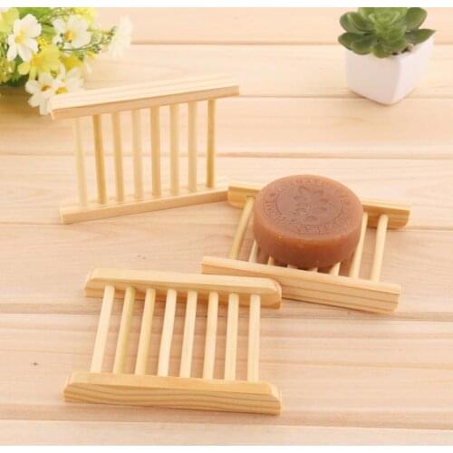 500pcs Natural Wooden Bamboo Soap Dish Wooden Soap Tray Holder Storage Soap Rack Plate Box Container for Bath Shower Plate SN210