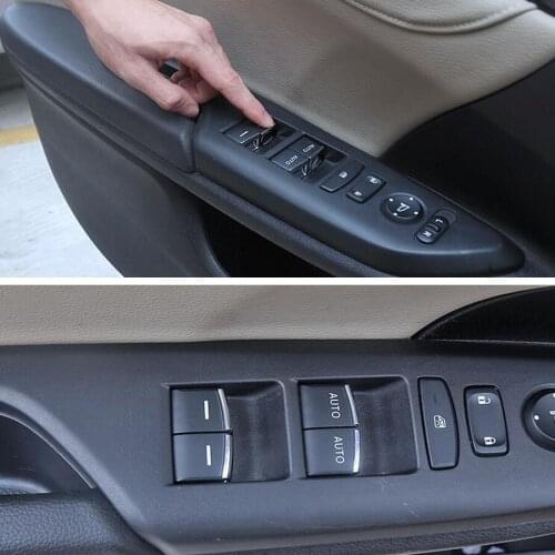 7Pcs Car Interior Door Window Lift Switch Trim Stickers Decals For Honda Civic 10th 2016 2017 LHD Chrome ABS Parts