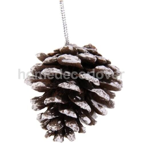 9pcs Christmas Snow Pine Cones Bauble Ornament Hanging Santa Tree Decoration