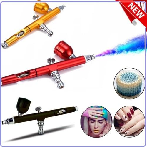 DIY Gravity Feed Dual-Action Airbrush Paint Spray Gun Kit Set For Makeup Nail Art Design Tattoo Cake Decorating NailArt7cc0.3mm