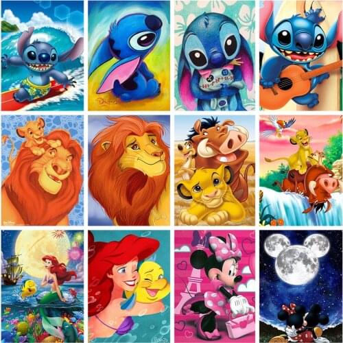 Disney DIY 5D Diamond Painting Cartoon Cross Stitch Mickey Mouse and Donald Duck Diamond Embroidery Anime Mosaic Kids Decor Gift