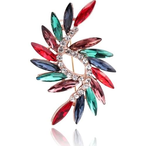 TODOX Brooch Dazzle Colorful Style Crystal Brooches Women Spring Style Simple Design Fashion Jewelry Wedding garment accessory