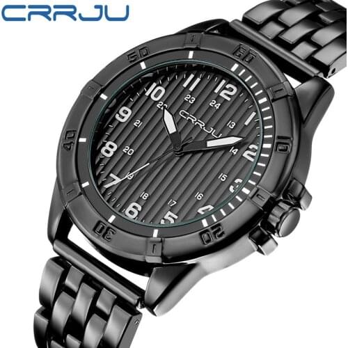 CRRJU Brand Luxury Big Dial Men Watch Stainless Steel Military Sport Watches Mens Wrist Watch Men Clock Montre Homme Relogio