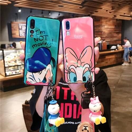 Disney Donald Duck Daisy Phone Case for Hauwei P30 Pro P40 Mate40 Glory30 High Quality Blu-ray Tpu Phone Cover with Lanyard Doll