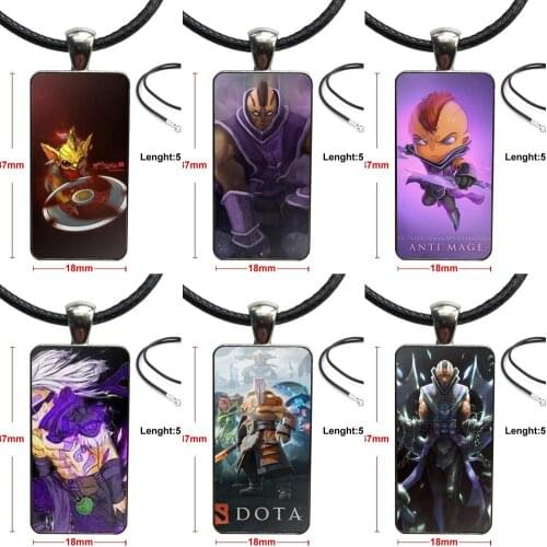 For Women Choker Game Anti Mage Dota 2 Steel Color Glass Cabochon With Rectangle Shaped Pendant Choker Necklace