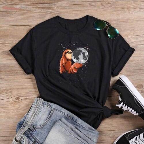 Colored Moon Sloth T-Shirt funny kawaii 100% Cotton women graphic grunge camisetas tumblr unisex Fashion casual tshirt top tee