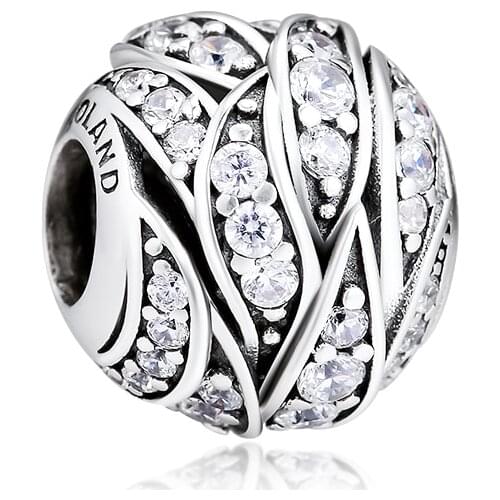 DIY Fits for Pandora Charms Bracelets Dazzling Swirling Lines Beads 100% 925 Sterling-Silver-Jewelry Free Shipping