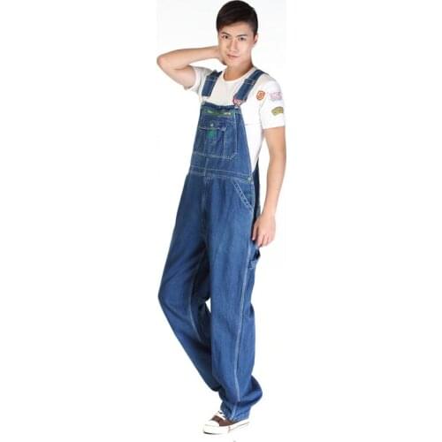 Jeans For Men Mens Denim Overalls Mens Overalls Jumpsuit Large size strap Straight pants Blue jeans Size 28-48 50