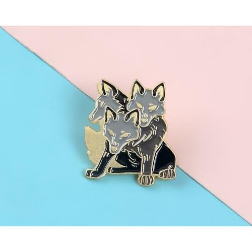 Cartoon animal enamel brooch punk wolf dog hell canine pin alloy badge clothes clothes bag accessories woman jewelry gift friend